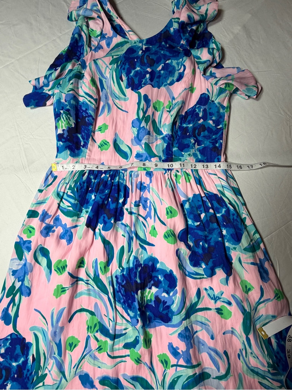 Lilly Pulitzer Rory Dress Pink Tropics Sweet Pea Ruffle Sz 8 - Picture 2 of 8